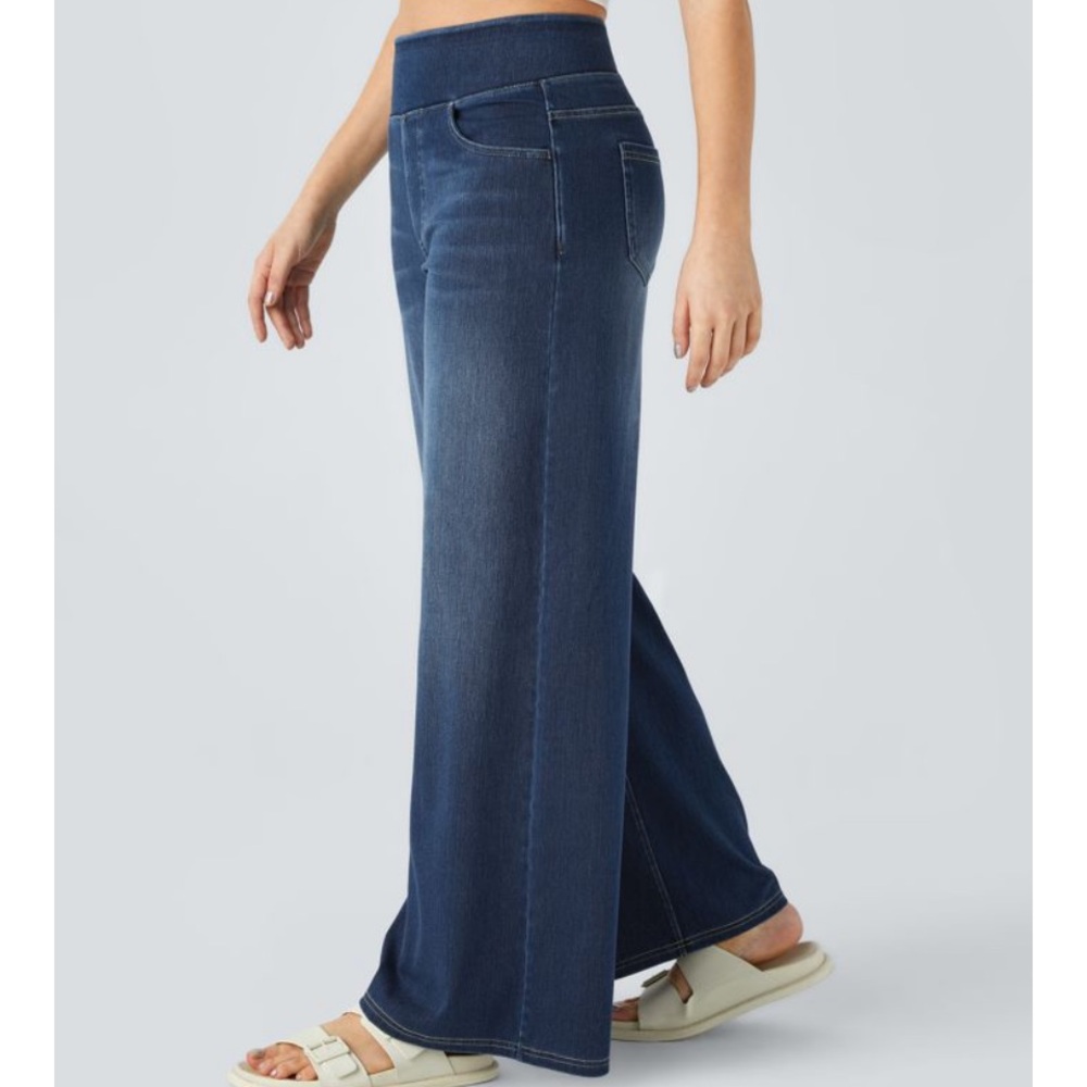 NWT Halara Flex Frost Blue Denim wide leg jeans Size Medium tall - Picture 3 of 14